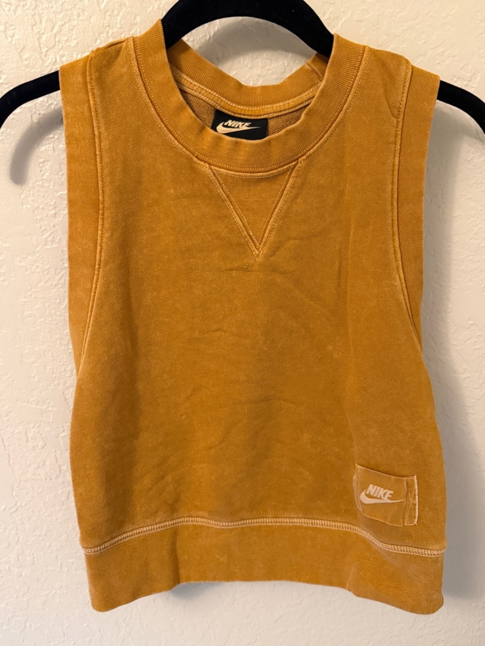 Nike Mustard Yellow Sleeveless Crew Sweatshirt